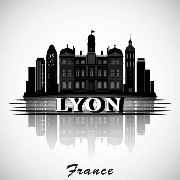 Современный дизайн Skyline Лиона. Франция — стоковый вектор