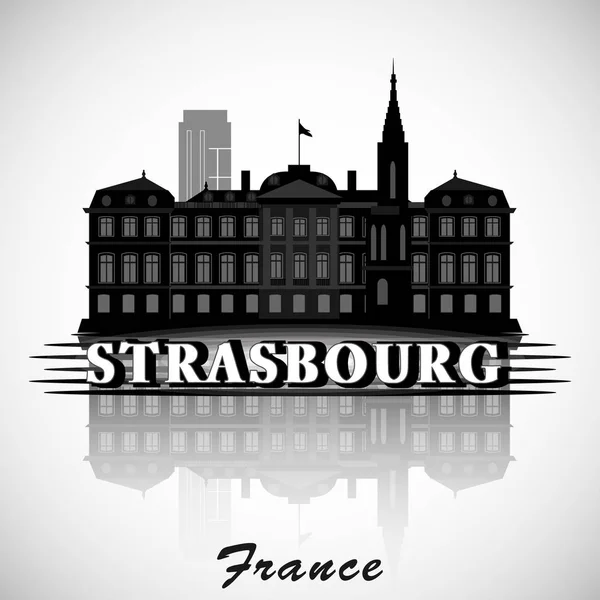 Modern Strasbourg kentine Skyline tasarımı. Fransa — Stok Vektör