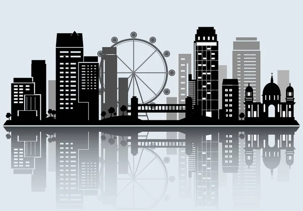 Diseño del skyline de Night City. Silueta vectorial — Vector de stock