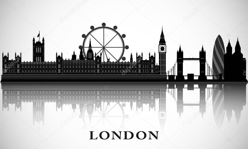 London cityscape. Vector city skyline. London silhouette — Stock Vector