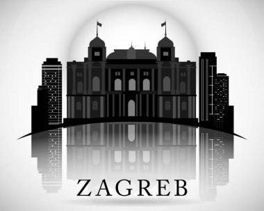 Modern Zagreb şehir manzarası tasarım. Hırvatistan Cumhuriyeti 