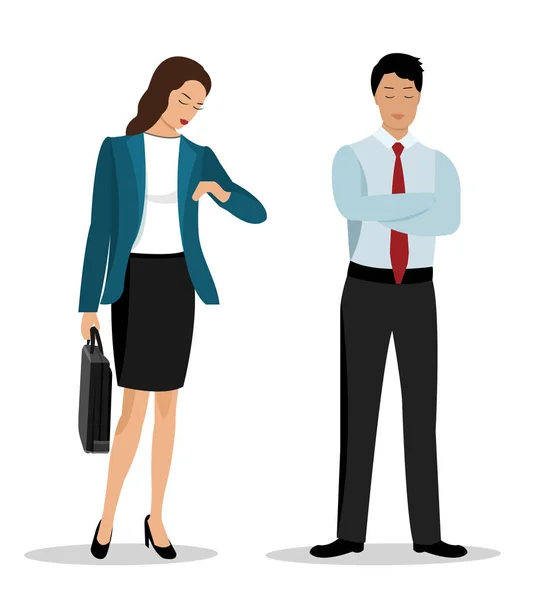 Geschäftsleute im flachen Stil: Geschäftsfrau und Geschäftsfrau in stilvoller Kleidung. Vektorabbildung isoliert. — Stockvektor