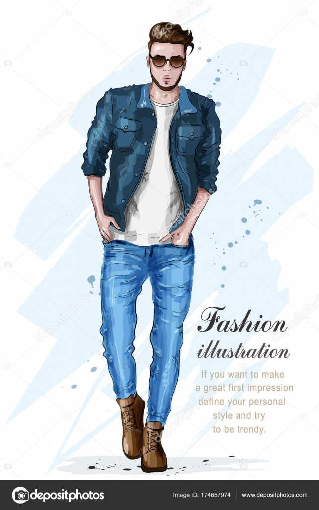 Stylish Handsome Mans In Fashion Clothes. Hand Drawn Beautiful Young Mens.  Stylish Mens. Fashion Mens Sketch. Fashion Men Model. Royalty Free SVG,  Cliparts, Vectors, and Stock Illustration. Image 123737790.