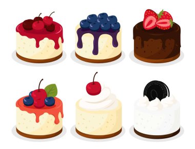 Meyve ve kremalı cheesecake vektörü