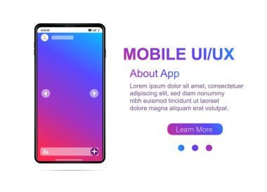 Sosyal ağ konseptinde yeni akıllı telefon konsepti kaydırma arayüzü. Ekrandaki parlak eğim. 3 boyutlu gerçekçilik tarzında yapılmış. Düzenlemesi kolay. Şablon bilgi grafikleri sunum vektörü için uygundur