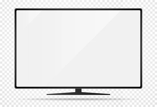 Nuovo monitor TV moderno realistico con schermo vuoto. Isolato su sfondo trasparente. Può essere un modello per infografica o presentazione di interfaccia. Inquadra meno monitor. Illustrazione vettoriale — Vettoriale Stock