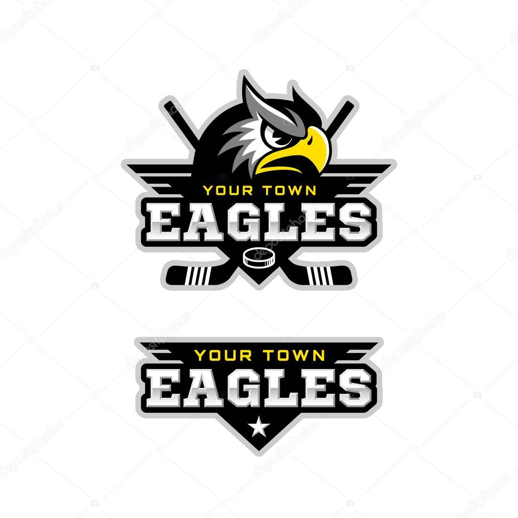 Eagle mascot for a hockey team. Vector illustration.