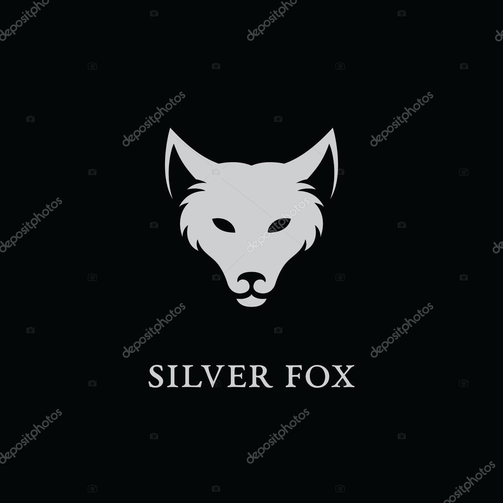 Silver fox logo template design. Vector illustration.