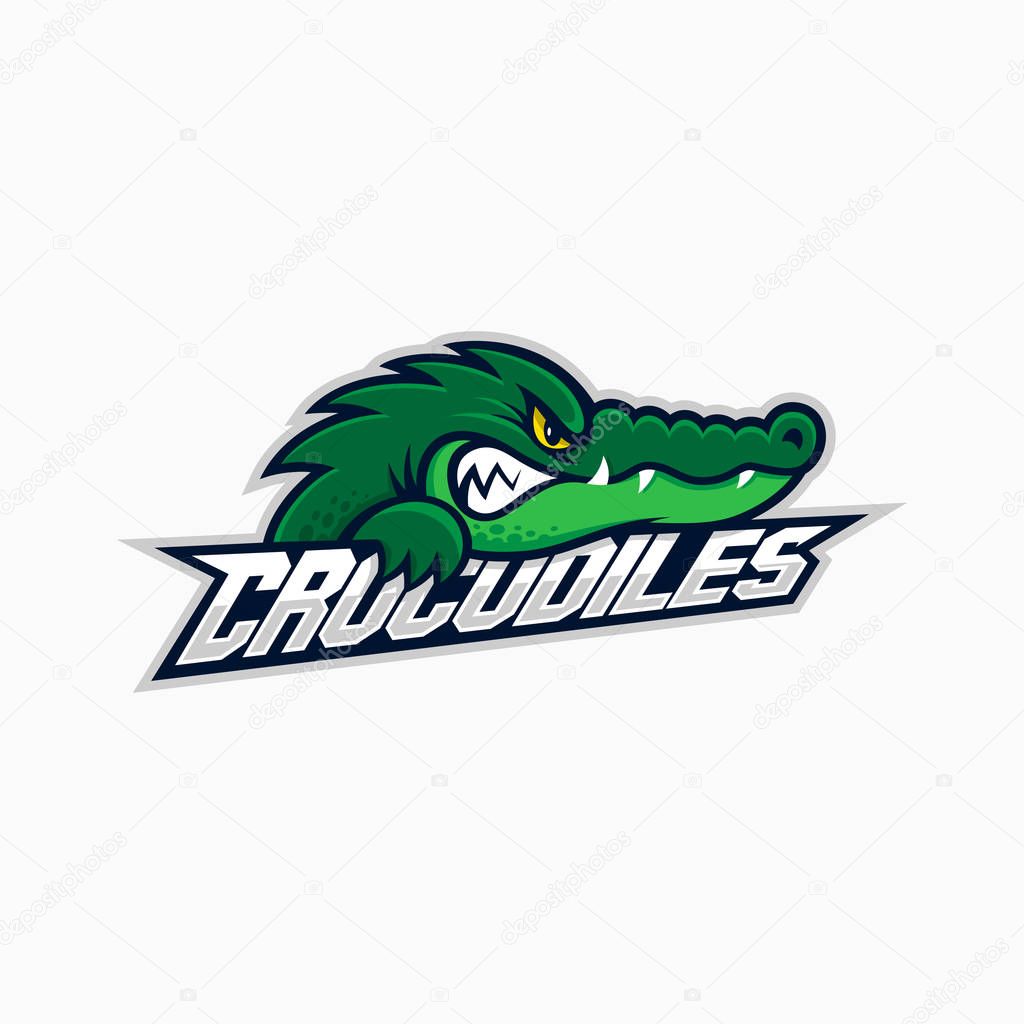 Crocodile mascot for a sport team on a white background. Vector illustration.