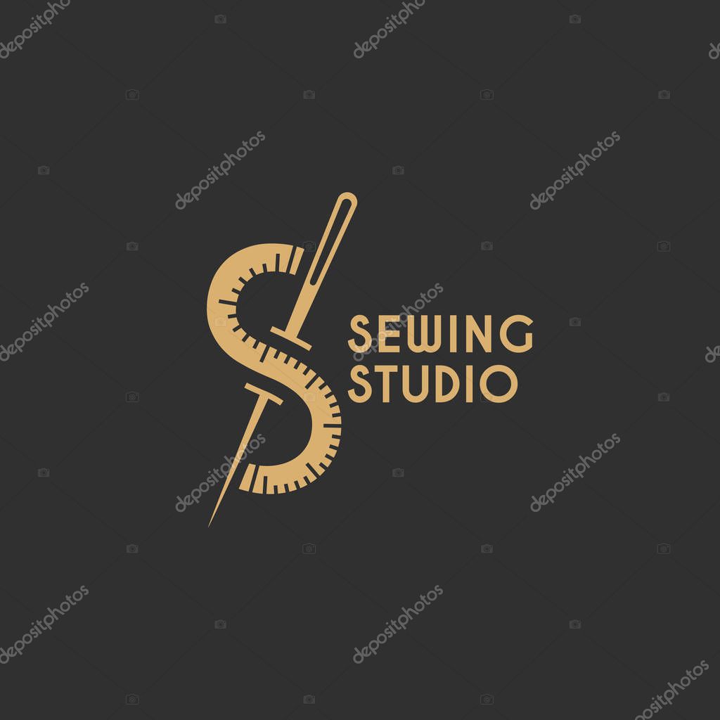 Sewing studio logo template design. Vector illustration.