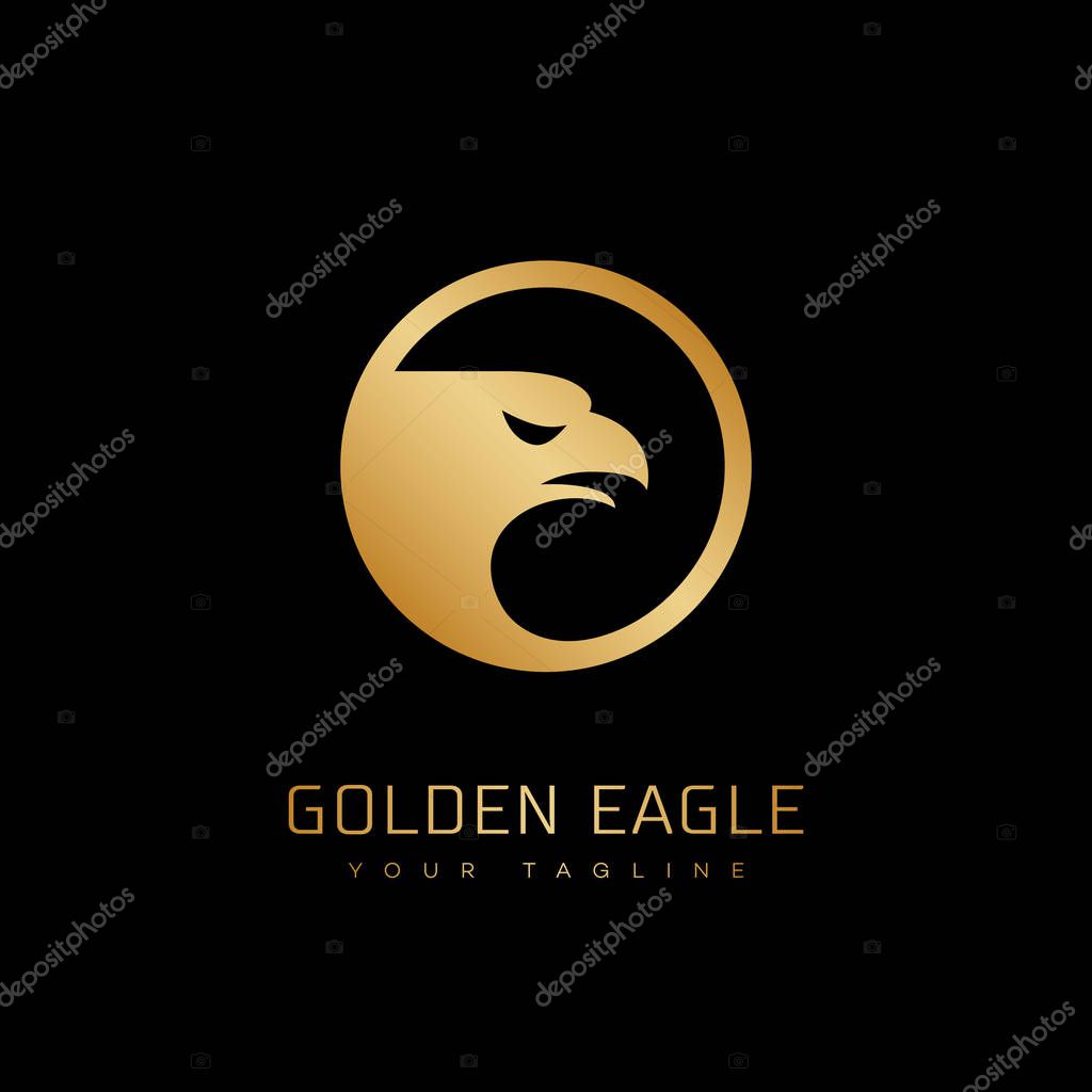 Golden eagle logo template design. Vector illustration.