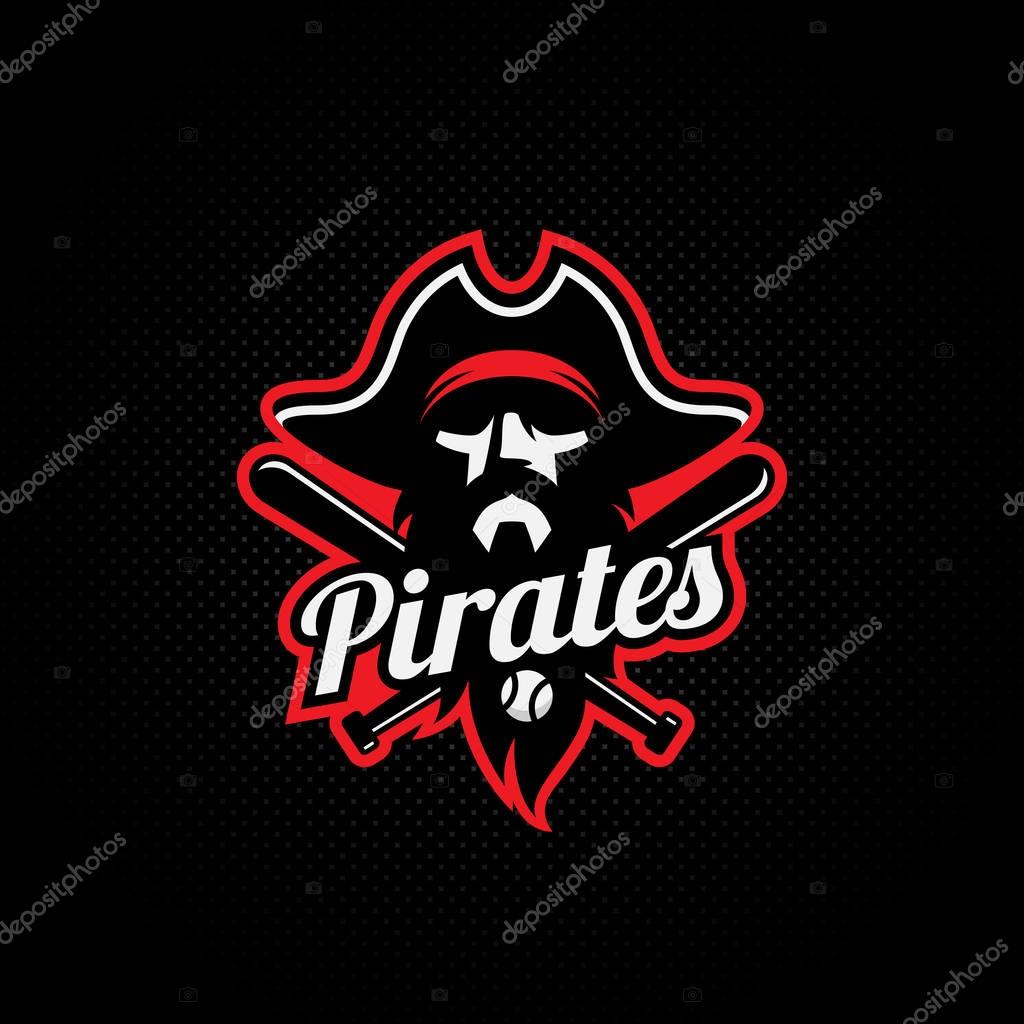 Pirate mascot for a baseball team on a dark background. Vector illustration.