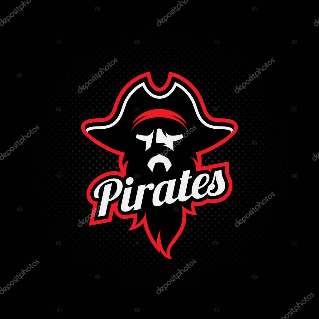 Pirate mascot for a sport team on a dark background. Vector illustration.