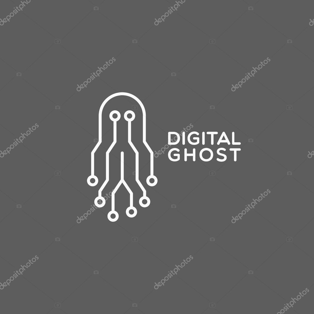 Digital ghost logo template design. Vector illustration.