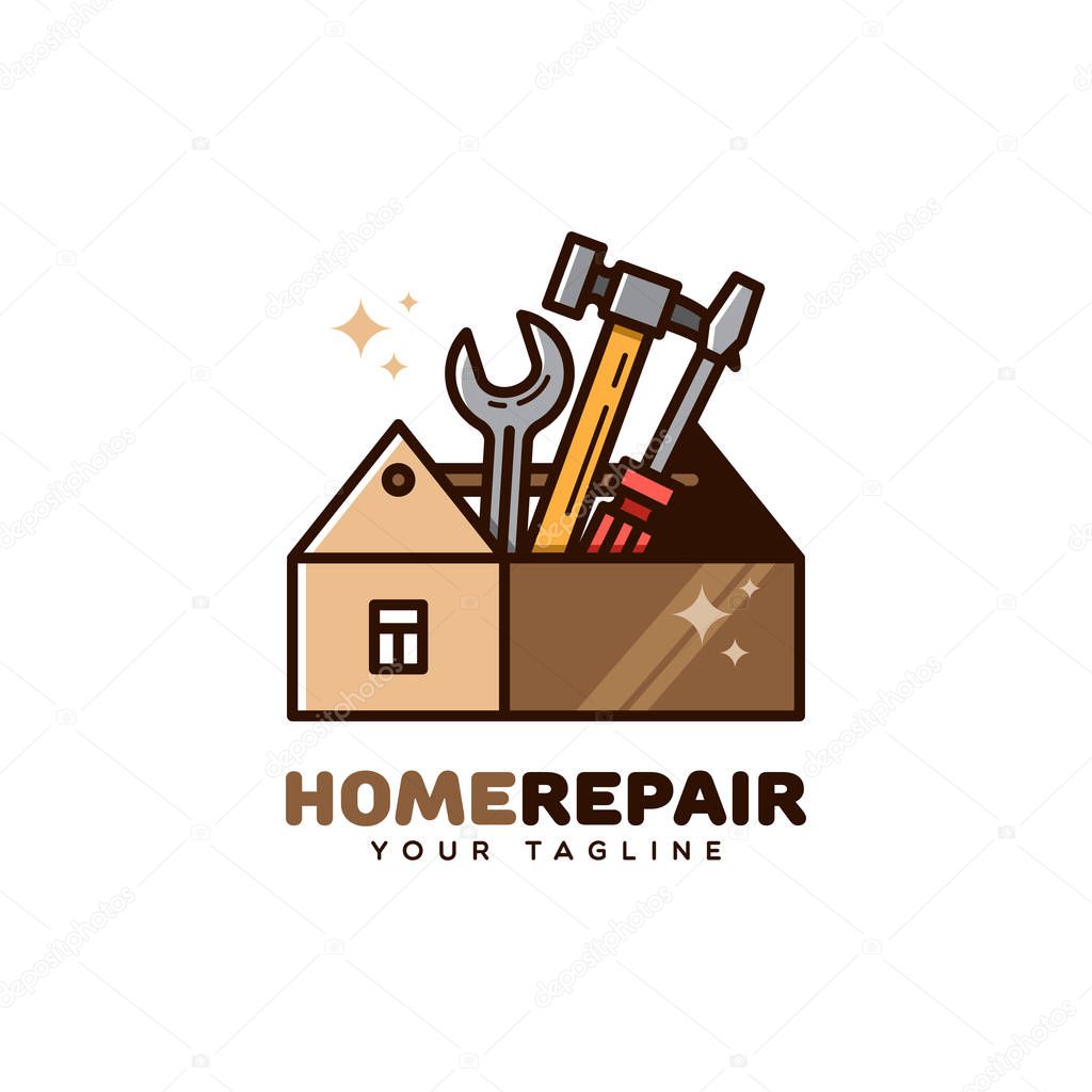 Home repair logo template design. Vector illustration.