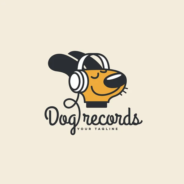 Dog records logo — Stock Vector