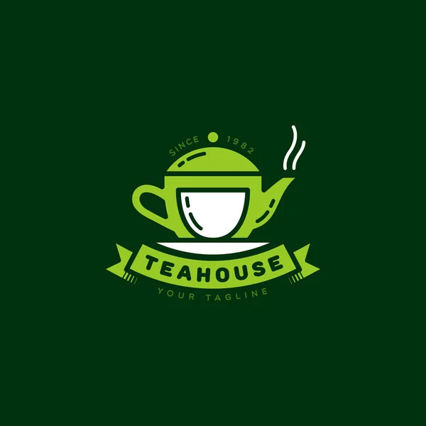 Modelo de logotipo da casa de chá — Vetor de Stock
