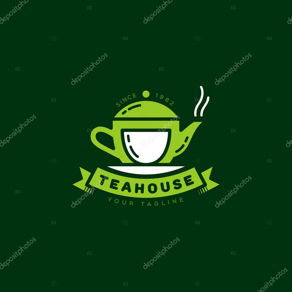 Teahouse logo template design. Vector illustration.