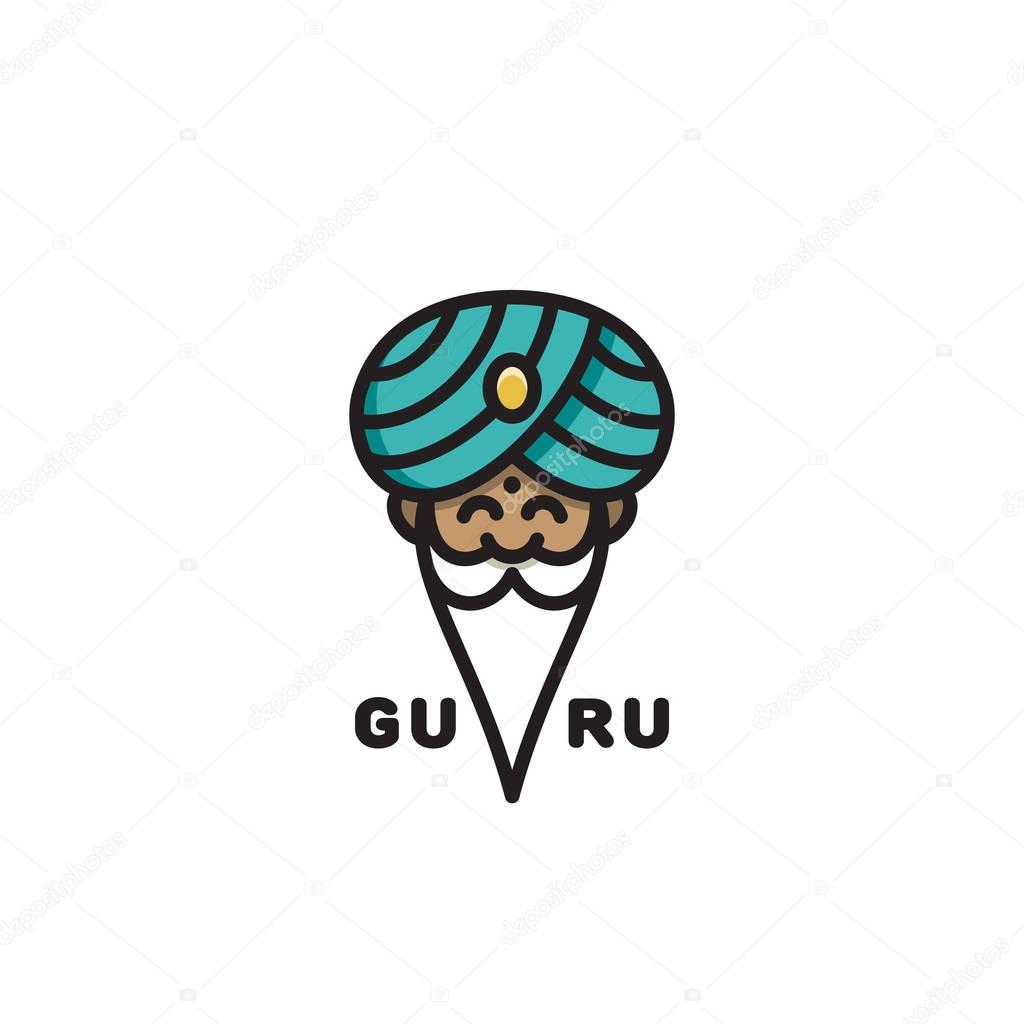 Colored guru logo template design. Vector illustration.