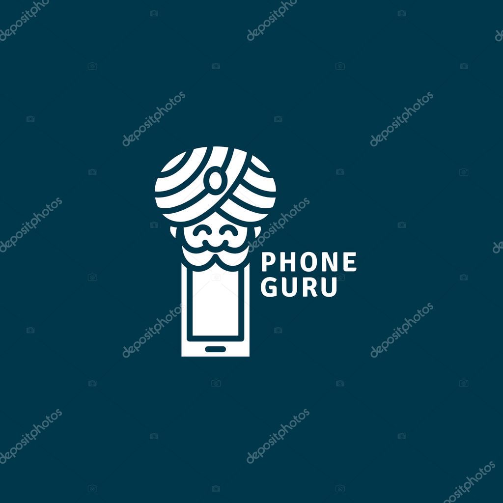 Phone guru logo template design. Vector illustration.