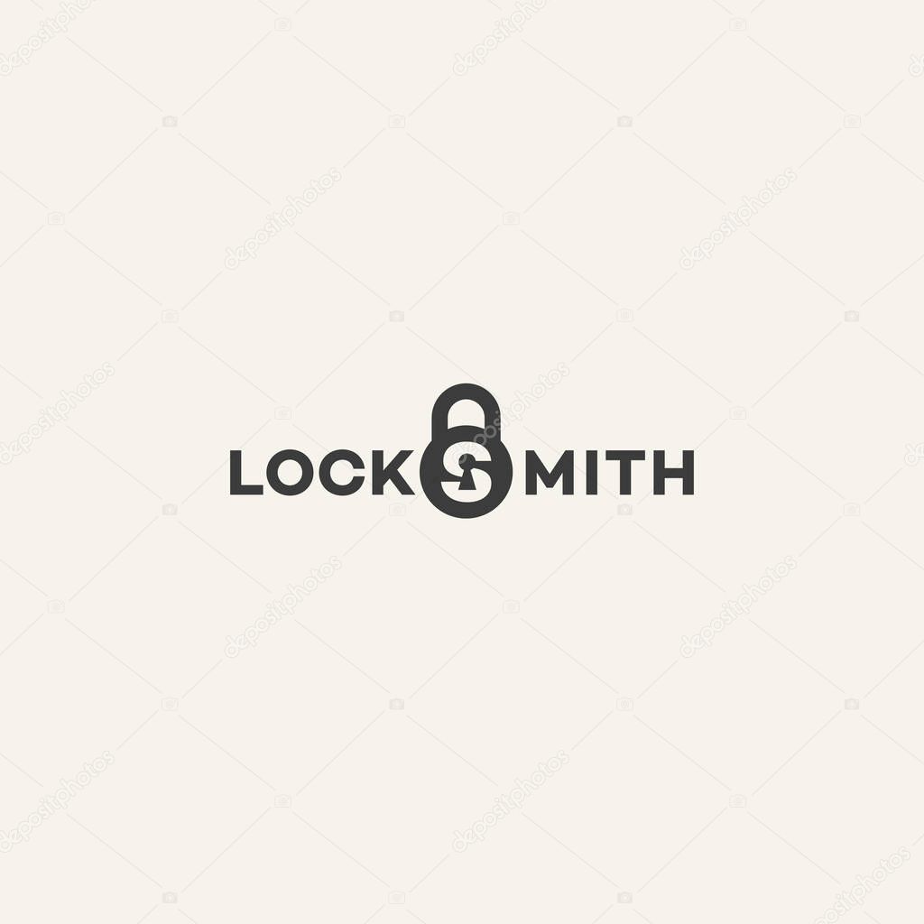 Locksmith logo design template with stylized letter S as a lock. Vector illustration.
