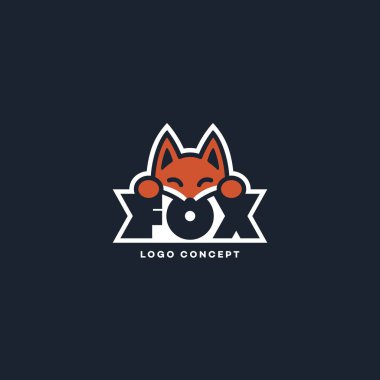 Fox harfleri logo tasarım şablonu. Vektör illüstrasyonu.
