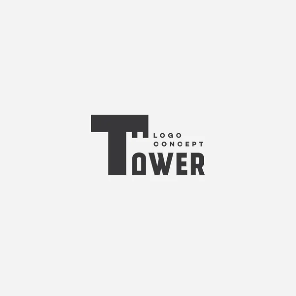 Toren Belettering Logo Ontwerp Template Vectorillustratie — Stockvector