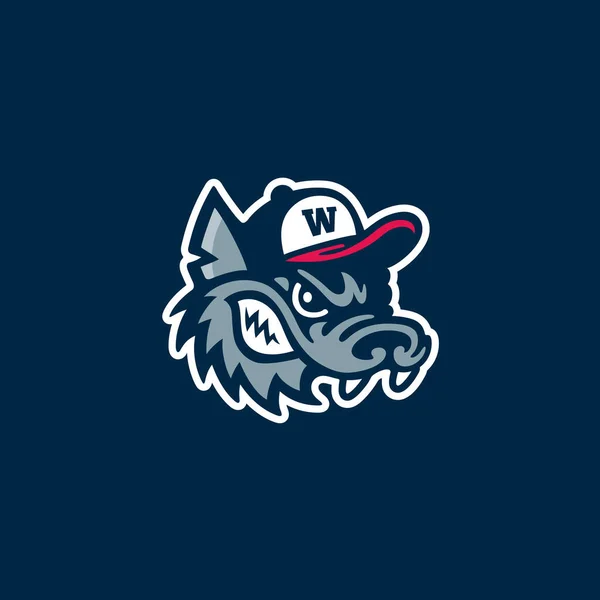 Loup Casquette Baseball Logo Mascotte Pour Équipe Sportive Illustration Vectorielle — Image vectorielle