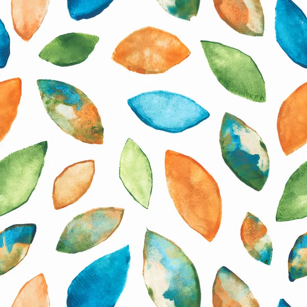 Colorful hand drawn leaves seamless pattern