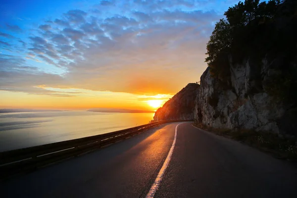 Sunset Adriatic Sea Seen Mountain Biokovo — Stock Photo, Image