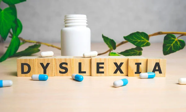 Dyslexia Word Written Wooden Cube Medical Conception — 스톡 사진