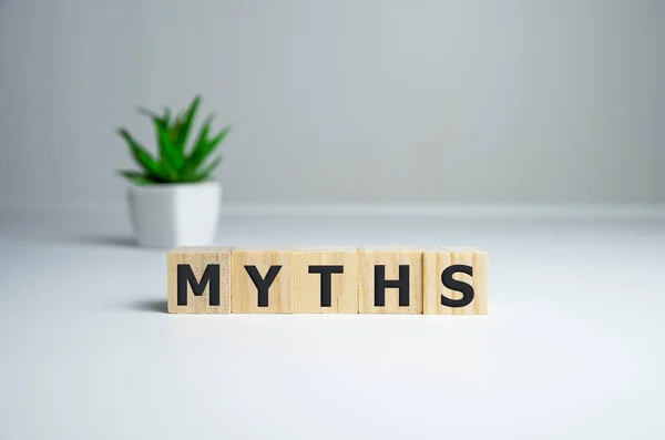 Myths Word Wooden Cubes Myths Concept — Stock Photo, Image