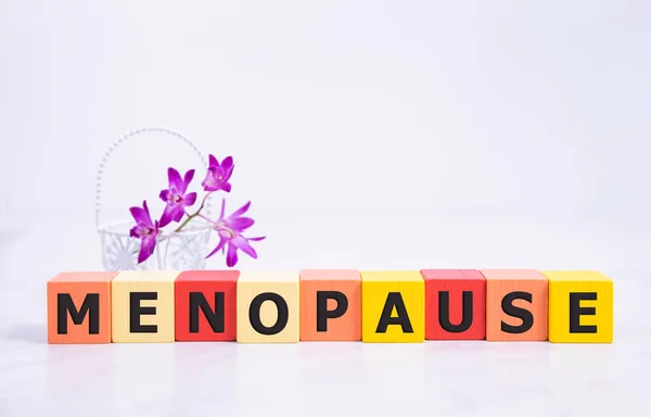 Parola Della Menopausa Scritta Sul Blocco Legno Testo Menopausa Sul — Foto Stock