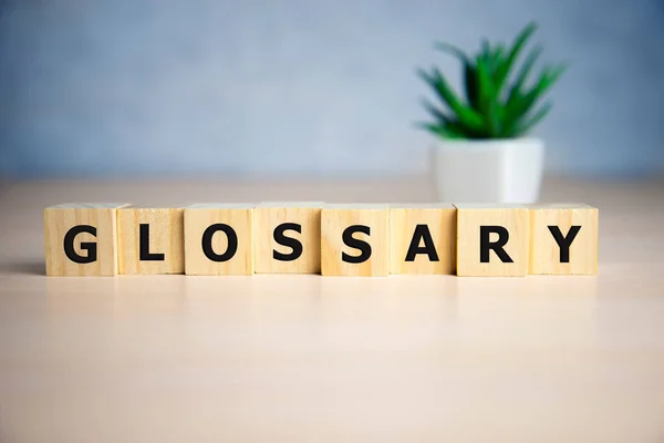 Glossary Word Made Square Letter Word Blue Background — Stock Photo, Image