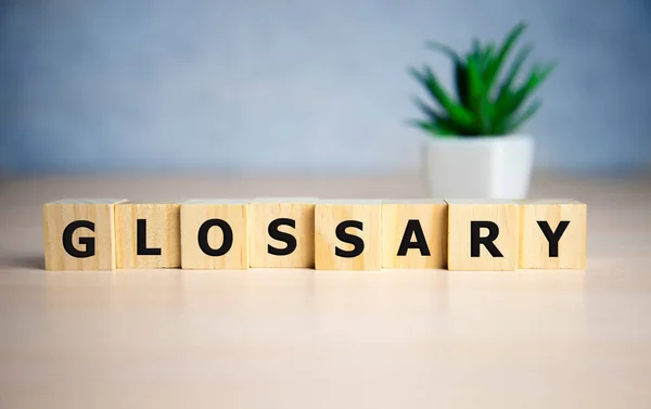 Glossary Word Made Square Letter Word Blue Background — Stock Photo, Image