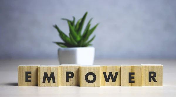 Empower Word Written Wood Block Empower Text Table Concept — Stock Photo, Image