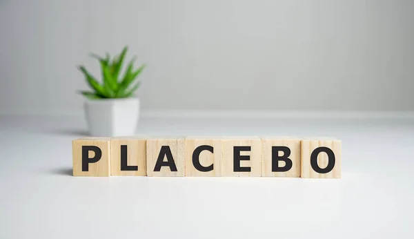 Slovo Placebo Napsané Blocích Placebův Efekt Falešná Léčba — Stock fotografie