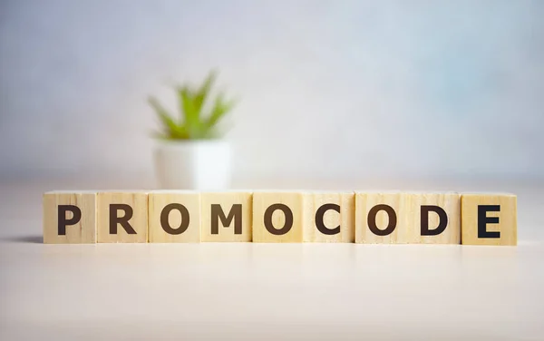 Promocode Szó Blokkok Betűk Kupon Promóciós Kód Promóciós Kód Koncepció — Stock Fotó