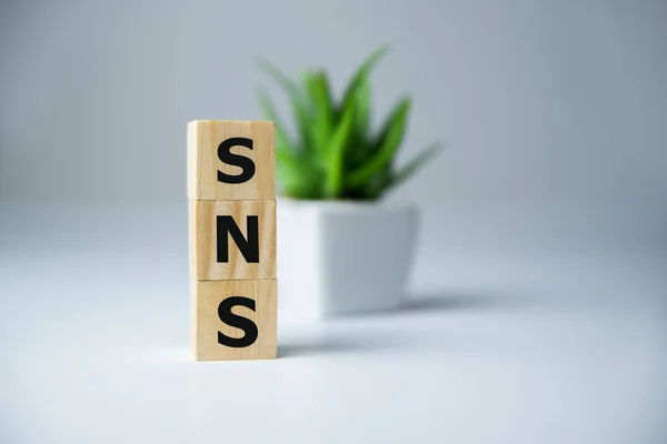 Sns Wood Letters Wooden Cubes White — Stock Photo, Image