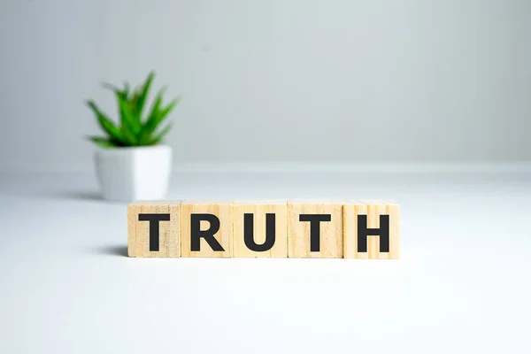 Truth Word Wood Blocks Letters Real Facts Truth Concept White — Stok Foto