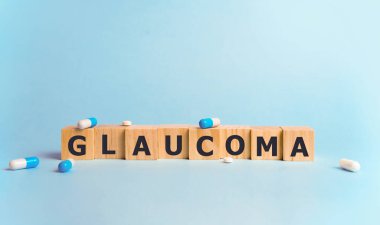 Yapı taşları ve tıbbi konsept ile yapılmış GLAUCOMA kelimesi