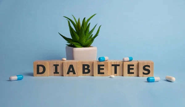 Diabetes Palavra Cubos Madeira Conceito Médico — Fotografia de Stock