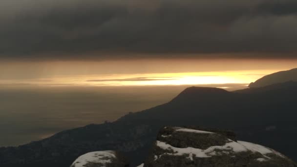 Nuvens Cinzentas Escuras Pôr Sol — Vídeo de Stock