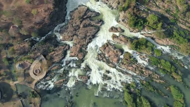 Flug Über Don Det Und Die 4000 Inseln Des Mekong — Stockvideo