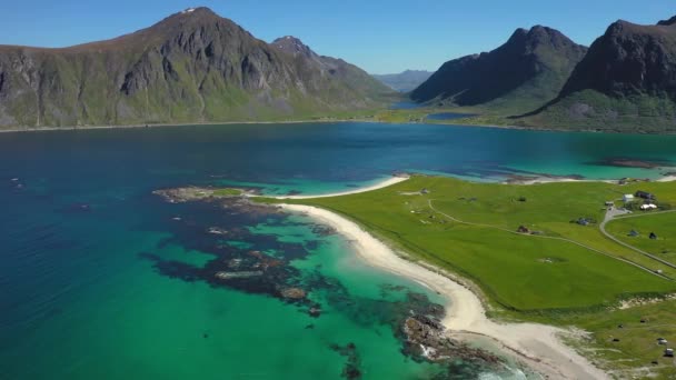 Beach Lofoten Архіпелаг Окрузі Нордланд Норвегія — стокове відео