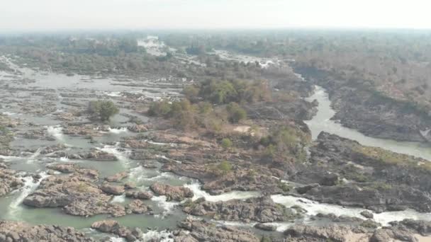 Przelot Nad Don Det 4000 Wyspami Mekong River Laosie — Wideo stockowe