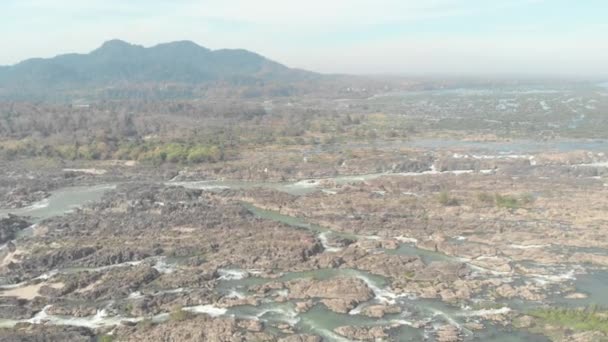 Przelot Nad Don Det 4000 Wyspami Mekong River Laosie — Wideo stockowe