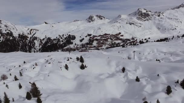 Uitzicht Vanuit Lucht Skigebied Plagne — Stockvideo