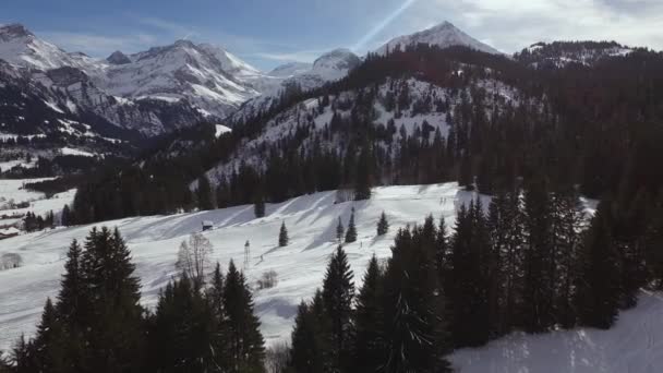 Luchtfoto Van Skigebied Gstaad — Stockvideo