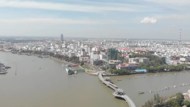 Kan Tho Stad Skyline Bruggen Mekong River Vietnam — Stockvideo